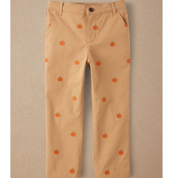 Gymboree Boys Allover Pumpkin Print Tan Twill Chino Fall Pants Size 8 - Picture 1 of 7